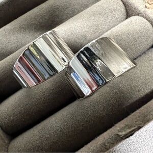 Silver Toned Clip on Hoop Earrings